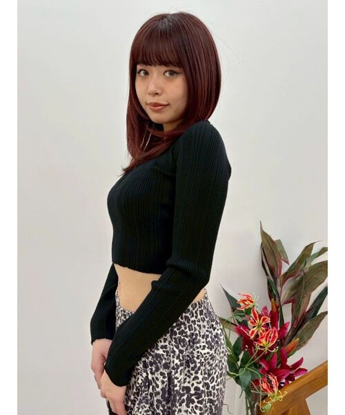 EVRIS（エヴリス）の「レーストリミングオフショルニットトップス 春服（ニット/セーター・レディース・ブラック/ホワイト/イエロー・FREE）」の9枚目の写真