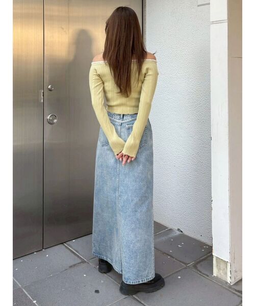 EVRIS（エヴリス）の「レーストリミングオフショルニットトップス 春服（ニット/セーター・レディース・ブラック/ホワイト/イエロー・FREE）」の18枚目の写真