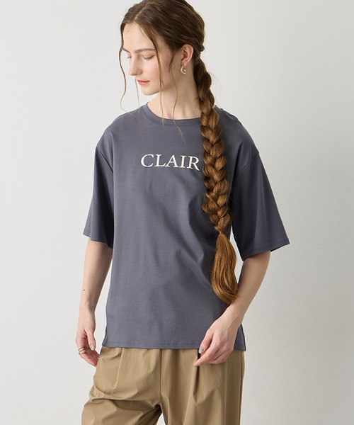 LE SOUK HOLIDAY(ルスークホリデー)の「ロゴプリントTシャツ【接触冷感・吸水速乾】(Tシャツ/カットソー・レディース・ベージュ/オフホワイト/チャコールグレー・M/L)」の2枚目の写真