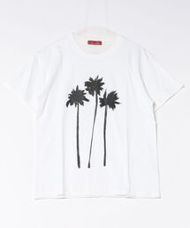 夏のパームツリープリント半袖Tシャツ