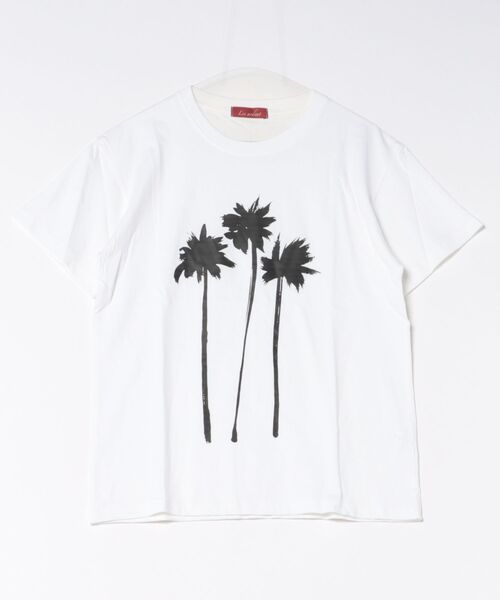 DIAVEL(ディアベル)の「夏のパームツリープリント半袖Tシャツ(Tシャツ/カットソー・レディース・ブルー/ピンク/ホワイト・M)」の1枚目の写真