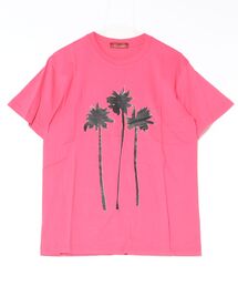 夏のパームツリープリント半袖Tシャツ