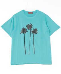夏のパームツリープリント半袖Tシャツ