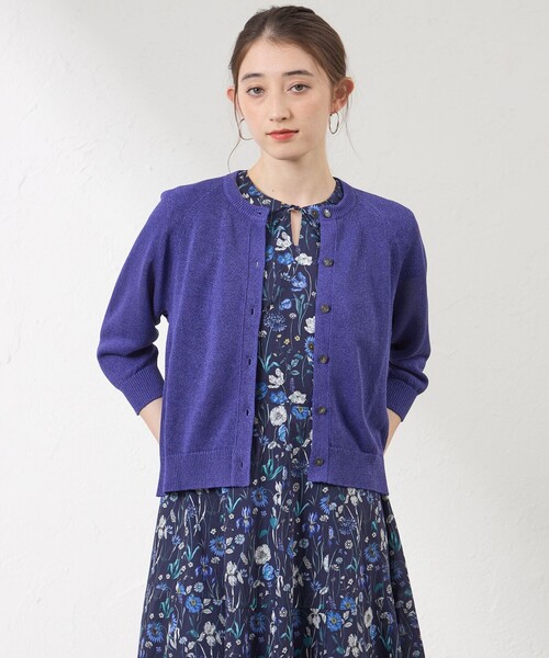 amaca（アマカ）の「ペーパーニット クルーネックカーディガン（カーディガン/ボレロ・レディース・ベージュ/ブルー/グリーン・38/40）」の3枚目の写真