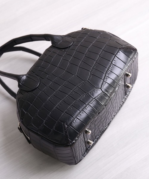 sankyo shokai（サンキョウショウカイ）の「ナイルクロコダイル ミニボストン型2WAYバッグ（ハンドバッグ・レディース・ブルー/ウッド/ブラック・FREE）」の21枚目の写真