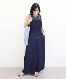 胸元バルーンワイドシルエットサロペット