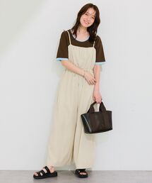 胸元バルーンワイドシルエットサロペット