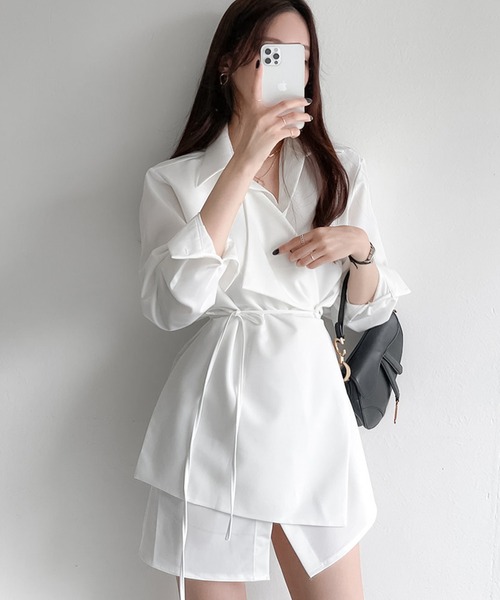Kuroba（クロバ）の「ウエストマークシャツワンピース（シャツワンピース・レディース・ライトベージュ/オフホワイト・FREE）」の4枚目の写真