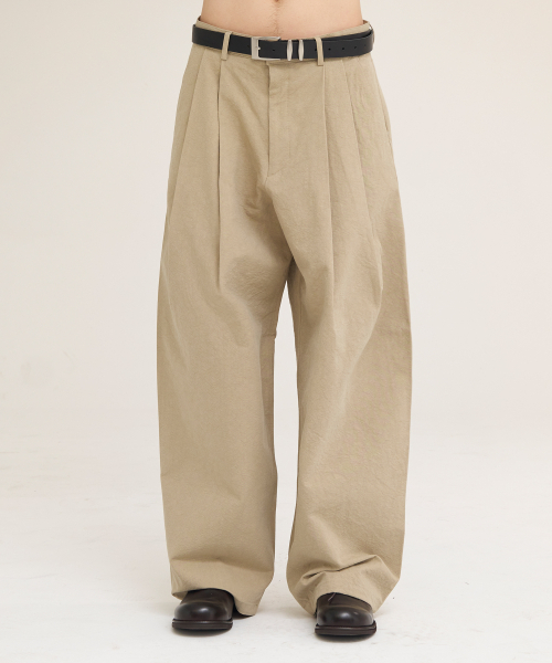 AKECII(アケシ)の「ヘリソンワイドチノパンツ_ウォッシュドベージュ(その他パンツ・メンズ・その他・LARGE/MEDIUM/SMALL)」の1枚目の写真