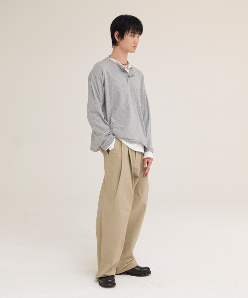 AKECII(アケシ)の「ヘリソンワイドチノパンツ_ウォッシュドベージュ(その他パンツ・メンズ・その他・LARGE/MEDIUM/SMALL)」の6枚目の写真