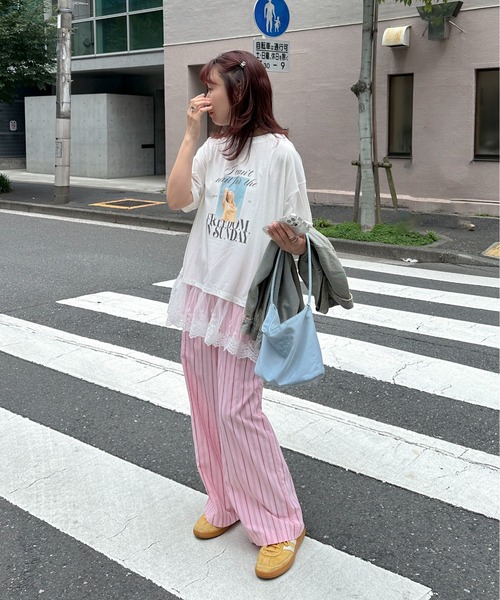 PILIT（ピリット）の「裾レースドッキングTee（Tシャツ/カットソー・レディース・オフホワイト/イエロー・MEDIUM）」の10枚目の写真