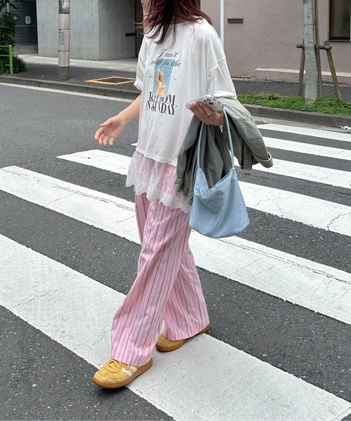 PILIT（ピリット）の「裾レースドッキングTee（Tシャツ/カットソー・レディース・オフホワイト/イエロー・MEDIUM）」の11枚目の写真