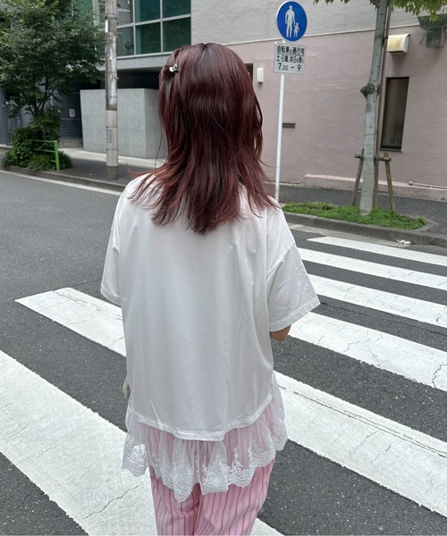 PILIT（ピリット）の「裾レースドッキングTee（Tシャツ/カットソー・レディース・オフホワイト/イエロー・MEDIUM）」の6枚目の写真