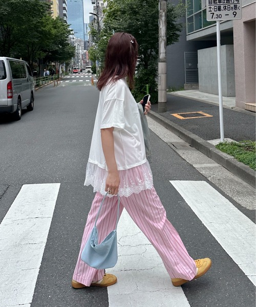 PILIT（ピリット）の「裾レースドッキングTee（Tシャツ/カットソー・レディース・オフホワイト/イエロー・MEDIUM）」の12枚目の写真
