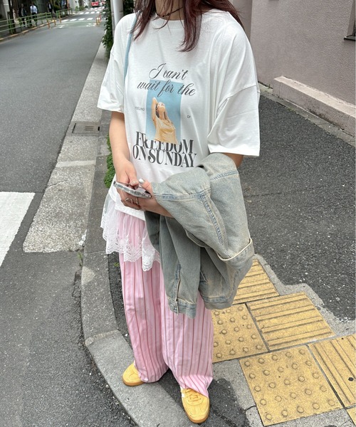 PILIT（ピリット）の「裾レースドッキングTee（Tシャツ/カットソー・レディース・オフホワイト/イエロー・MEDIUM）」の13枚目の写真