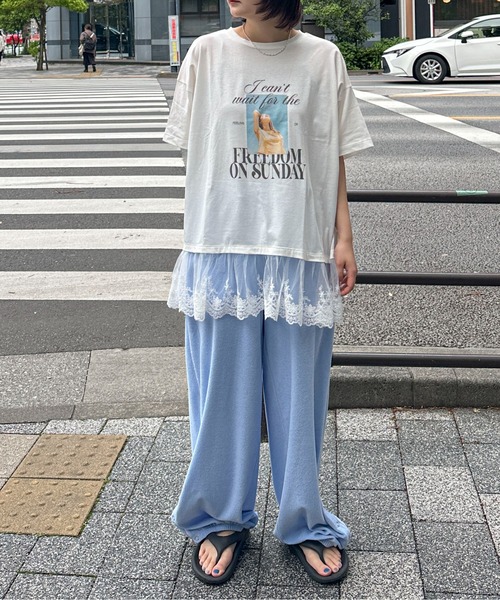 PILIT（ピリット）の「裾レースドッキングTee（Tシャツ/カットソー・レディース・オフホワイト/イエロー・MEDIUM）」の14枚目の写真