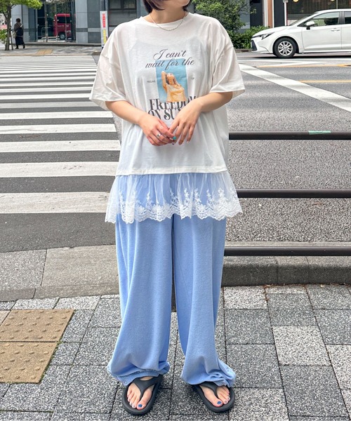 PILIT（ピリット）の「裾レースドッキングTee（Tシャツ/カットソー・レディース・オフホワイト/イエロー・MEDIUM）」の15枚目の写真