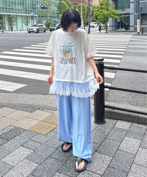 PILIT（ピリット）の「裾レースドッキングTee（Tシャツ/カットソー・レディース・オフホワイト/イエロー・MEDIUM）」の16枚目の写真