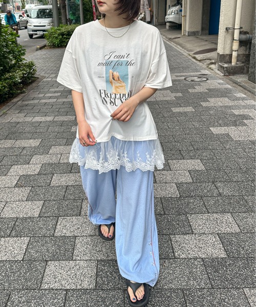 PILIT（ピリット）の「裾レースドッキングTee（Tシャツ/カットソー・レディース・オフホワイト/イエロー・MEDIUM）」の18枚目の写真