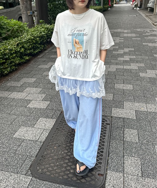 PILIT（ピリット）の「裾レースドッキングTee（Tシャツ/カットソー・レディース・オフホワイト/イエロー・MEDIUM）」の19枚目の写真