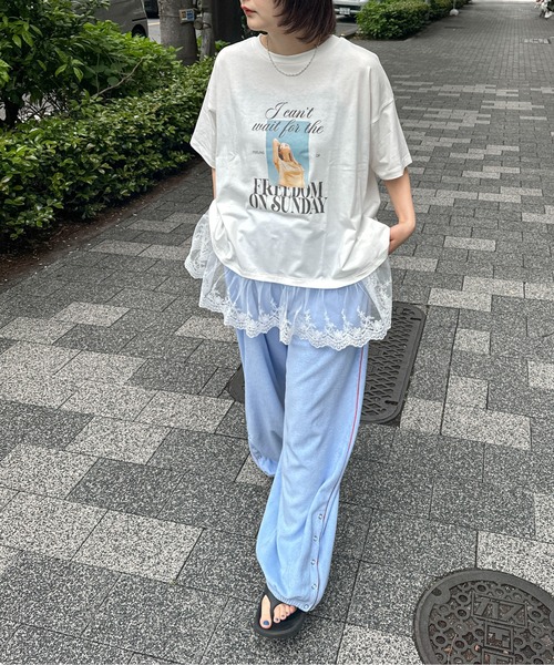 PILIT（ピリット）の「裾レースドッキングTee（Tシャツ/カットソー・レディース・オフホワイト/イエロー・MEDIUM）」の20枚目の写真