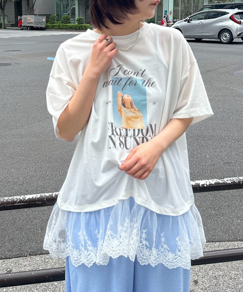 PILIT（ピリット）の「裾レースドッキングTee（Tシャツ/カットソー・レディース・オフホワイト/イエロー・MEDIUM）」の21枚目の写真