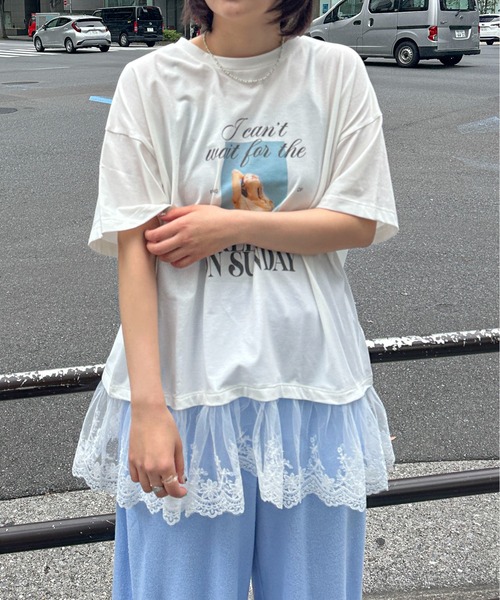 PILIT（ピリット）の「裾レースドッキングTee（Tシャツ/カットソー・レディース・オフホワイト/イエロー・MEDIUM）」の22枚目の写真