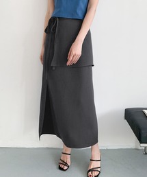 【S～2Lサイズ展開】ラップレイヤードIラインロングスカート