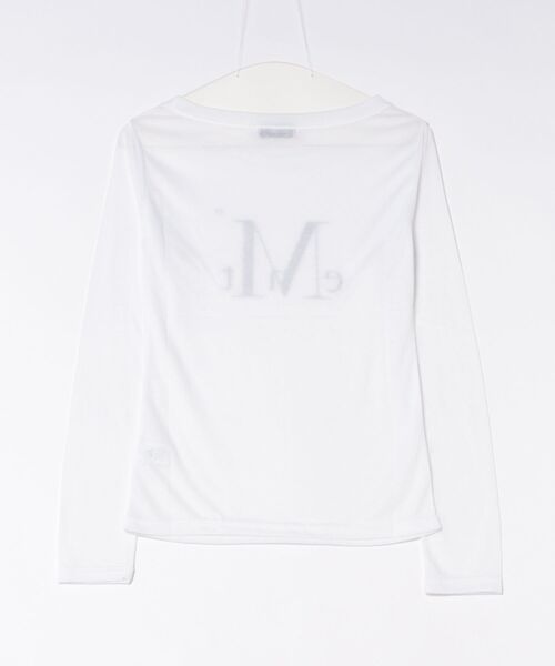 MUCENT（ムセント）の「MUCENT / ムセント メインシンボル シースルー 長袖Ｔシャツ ワンポイントロゴ 薄手（Tシャツ/カットソー・レディース・ホワイト/ブラック・FREE）」の3枚目の写真