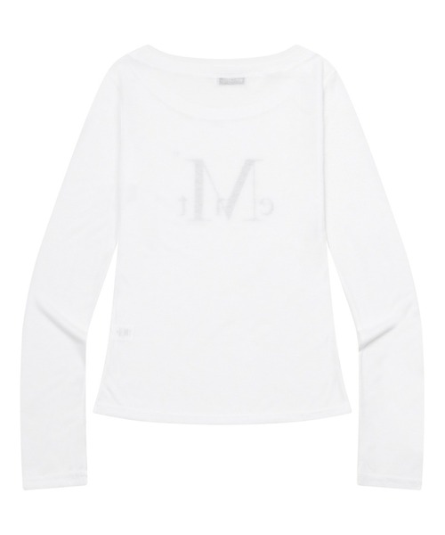 MUCENT（ムセント）の「MUCENT / ムセント メインシンボル シースルー 長袖Ｔシャツ ワンポイントロゴ 薄手（Tシャツ/カットソー・レディース・ホワイト/ブラック・FREE）」の8枚目の写真