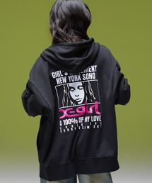 X-girl（エックスガール）の「FACE BOX AND MESSAGE ZIP UP SWEAT HOODIE（パーカー）」