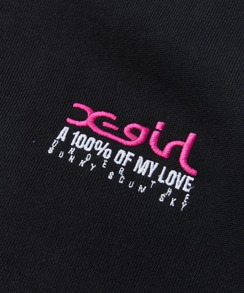 X-girl（エックスガール）の「FACE BOX AND MESSAGE ZIP UP SWEAT HOODIE（パーカー・レディース・ブラック/アッシュ/オリーブ・M/S）」の10枚目の写真