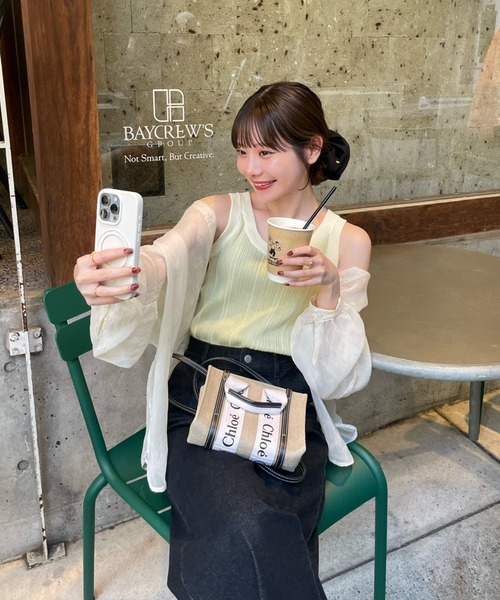 hinari（ヒナリ）の「マルチストライプニットタンク（タンクトップ・レディース・ナチュラル/アイボリー/グリーン/ブラウン・FREE）」の5枚目の写真