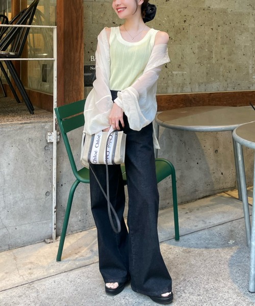 hinari（ヒナリ）の「マルチストライプニットタンク（タンクトップ・レディース・ナチュラル/アイボリー/グリーン/ブラウン・FREE）」の6枚目の写真