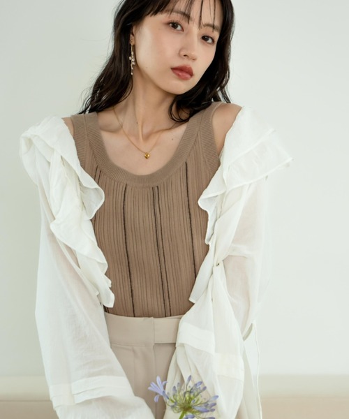 hinari（ヒナリ）の「マルチストライプニットタンク（タンクトップ・レディース・ナチュラル/アイボリー/グリーン/ブラウン・FREE）」の20枚目の写真
