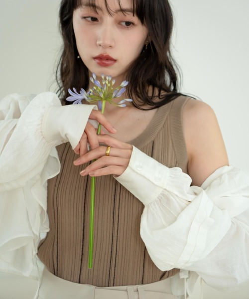 hinari（ヒナリ）の「マルチストライプニットタンク（タンクトップ・レディース・ナチュラル/アイボリー/グリーン/ブラウン・FREE）」の19枚目の写真