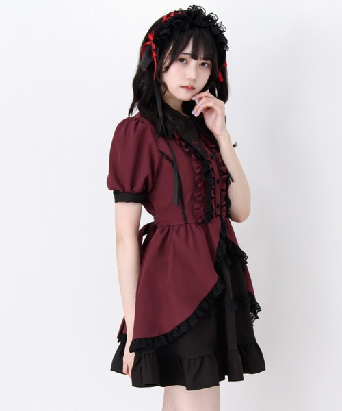 DearMyLove(ディアマイラブ)の「ゴシック風バラボタンレースフリルボウタイワンピース(ワンピース・レディース・ブラック/ボルドー・MEDIUM/LARGE/3L)」の16枚目の写真