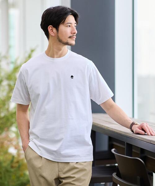 TAKEO KIKUCHI(タケオキクチ)の「【日本製】ワンポイント刺繍 半袖Tシャツ(Tシャツ/カットソー・メンズ・モスグリーン/ホワイト/ネイビー/レッド系1/ブラック・04/03/02/01)」の2枚目の写真