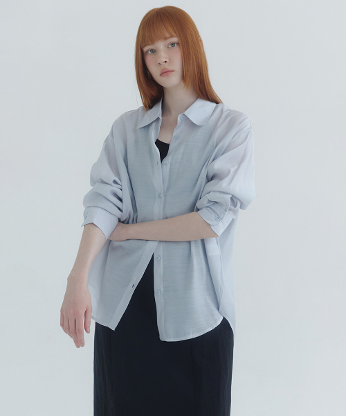 MICANE(ミケーネ)の「アイリンオーバーサイズシャツ(シャツ/ブラウス・レディース・スカイブルー/アイボリー/ミント・LARGE/SMALL/MEDIUM)」の8枚目の写真