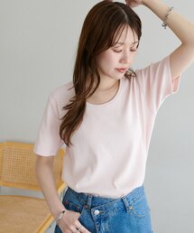 Tシャツ/カットソー（ピンク/桃色系・Uネック）ファッション通販