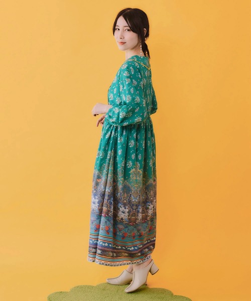 iS ScoLar(イズスカラー)の「562229:蝶々×エスニック柄ワンピース(ワンピース・レディース・グリーン/ネイビー/アイボリー・M)」の13枚目の写真