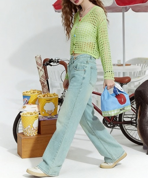 Miniministore(ミニミニストア)の「マルチボタン メッシュニットカーデ透け感(カーディガン/ボレロ・レディース・グリーン/ピンク/オフホワイト/グレー・FREE)」の19枚目の写真