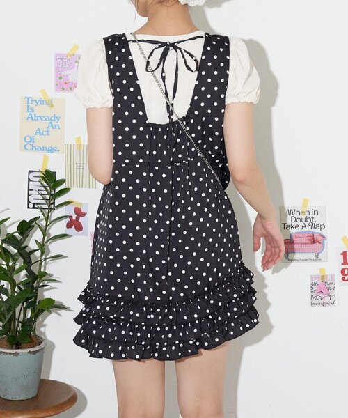 CIAOPANIC(チャオパニック)の「【neutral by ciaopanic】裾フリルドット柄ミニワンピース(ワンピース・レディース・ブラック/グレー/アイボリー・FREE)」の12枚目の写真