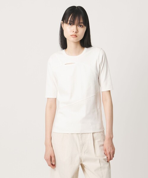 AEWEN MATOPH（イウエン マトフ）の「＜AEWEN MATOPH＞イレギュラー パネル Tシャツ（Tシャツ/カットソー・レディース・ホワイト/ブラック・FREE）」の4枚目の写真