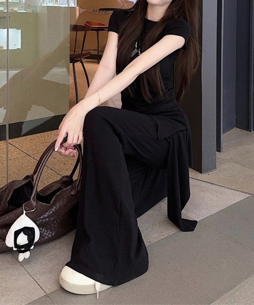 Miniministore(ミニミニストア)の「半袖Tシャツ スカート付パンツ上下セット(セットアップ・レディース・ダークグレー/ブラック・FREE)」の10枚目の写真
