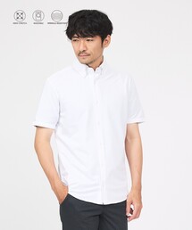 【WEB限定】シルキー マイクロカノコ ボタンダウン 半袖シャツ