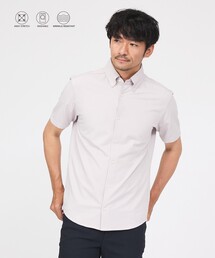 【WEB限定】シルキー マイクロカノコ ボタンダウン 半袖シャツ