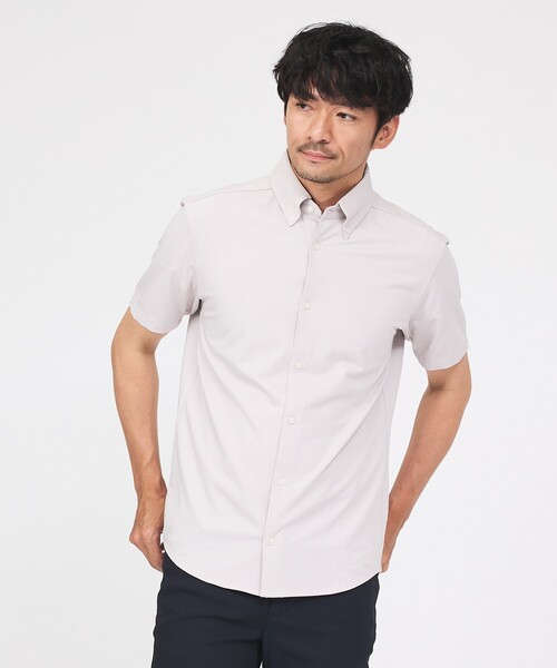 ABAHOUSE GRAY（アバハウスグレイ）の「【WEB限定】シルキー マイクロカノコ ボタンダウン 半袖シャツ（シャツ/ブラウス・メンズ・ホワイト/サックスブルー/グレイッシュベージュ/グレイッシュブルー・44/46/48/50）」の3枚目の写真