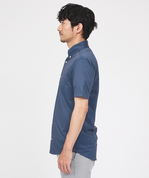 ABAHOUSE GRAY（アバハウスグレイ）の「【WEB限定】シルキー マイクロカノコ ボタンダウン 半袖シャツ（シャツ/ブラウス・メンズ・ホワイト/サックスブルー/グレイッシュベージュ/グレイッシュブルー・44/46/48/50）」の6枚目の写真