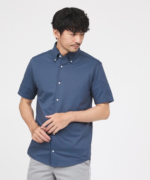 ABAHOUSE GRAY（アバハウスグレイ）の「【WEB限定】シルキー マイクロカノコ ボタンダウン 半袖シャツ（シャツ/ブラウス・メンズ・ホワイト/サックスブルー/グレイッシュベージュ/グレイッシュブルー・44/46/48/50）」の16枚目の写真